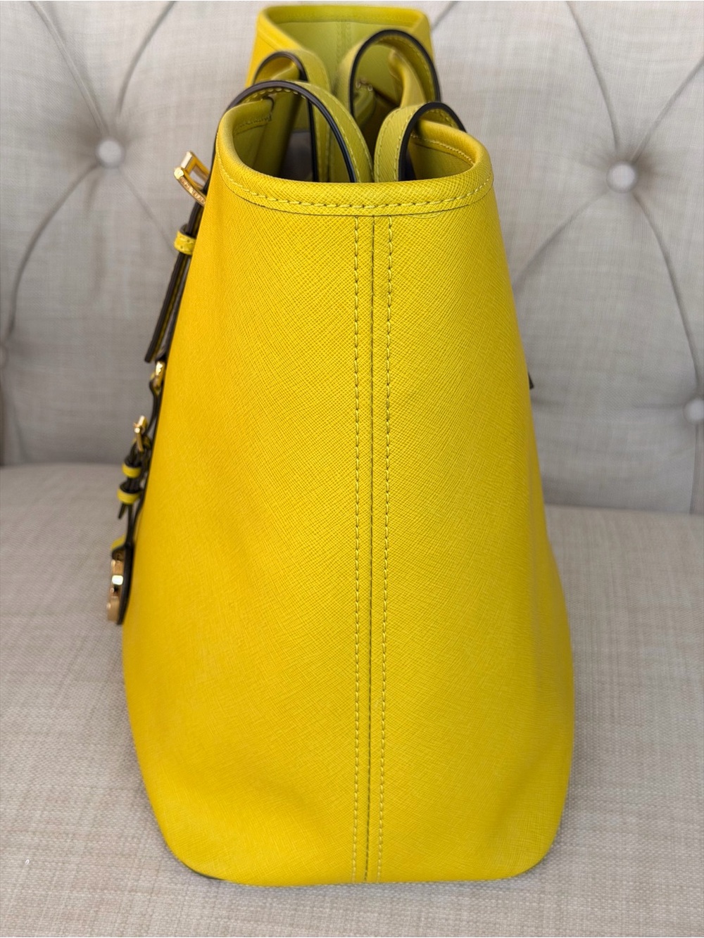 Michael Kors Lime Yellow Tote Bag - Saffiano Leather - Picture 5 of 17